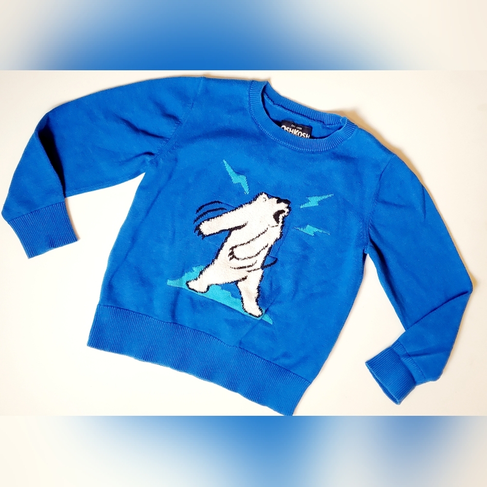 OshKosh B'gosh Flossin Polar Bear Toddler Boy's Sweater Size 6